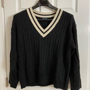 Gap CashSoft Varsity Cable-Knit Sweater ladies large